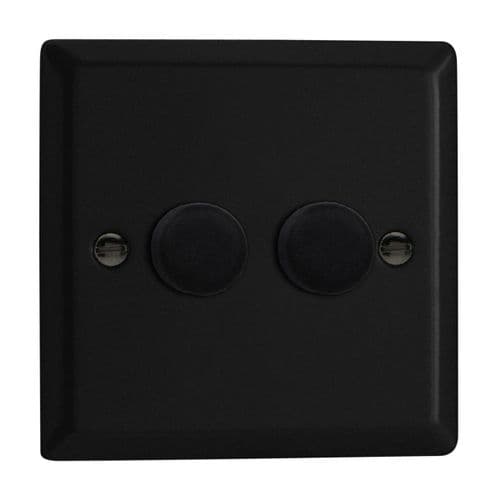 Varilight JYP252.MB Urban Matt Black 2 Gang 2-Way Push-On/Off LED Dimmer 0-120W V-Pro