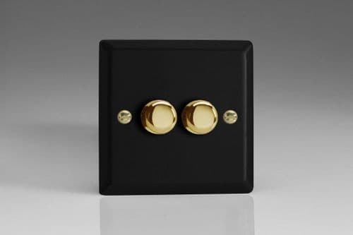 Varilight JYP252V.MB Vogue Matt Black V-Pro 2 Gang 2 Way Push-On/Off LED Dimmer 0-100W (1-10 LEDs)