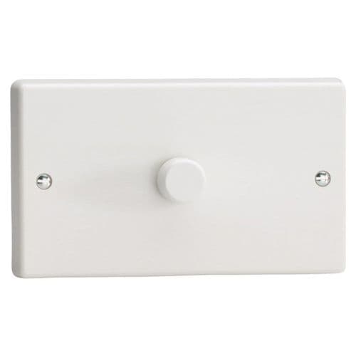 Varilight KQDP601W White Plastic 1 Gang 2-Way Push-On/Off LED Dimmer 40-600W (Twin) V-Com