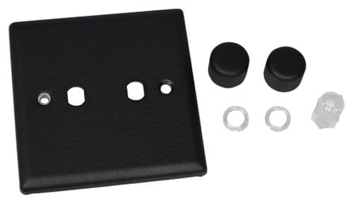 Varilight WY2.MB Urban Matt Black 2 Gang Dimmer Plate Only + Dimmer Knobs