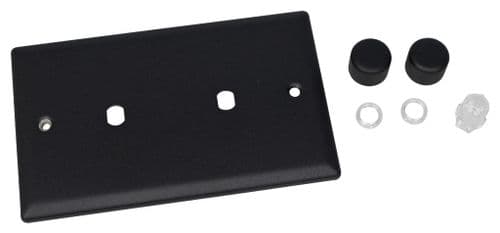 Varilight WYD2.MB Urban Matt Black 2 Gang Dimmer Plate Only + Dimmer Knobs (Twin Plate)