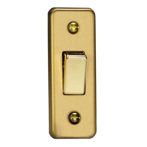 Varilight XBA1D Classic Brushed Brass 1 Gang 10A 1 or 2 Way Rocker Architrave Switch