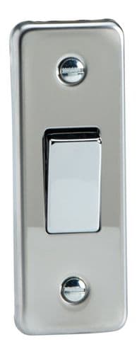 Varilight XCA1D Architrave Mirror Chrome 1 Gang 10A 1 or 2 Way Rocker Light Switch 87mm x 32mm