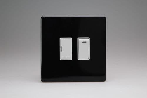 Varilight XDL6NWS Screwless Premium Black 1 Gang 13A Switched Fused Spur + Neon