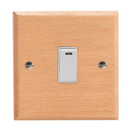 Varilight XK20NBEW Kilnwood Scandic Beech 1 Gang 20A Double Pole Switch + Neon Indicator
