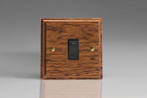 Varilight XK20NMOB Kilnwood Medium Oak 1 Gang 20A Double Pole Switch + Neon