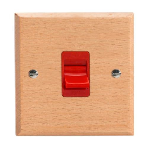 Varilight XK45SBEW Kilnwood Scandic Beech 45A DP Cooker Switch Single Plate