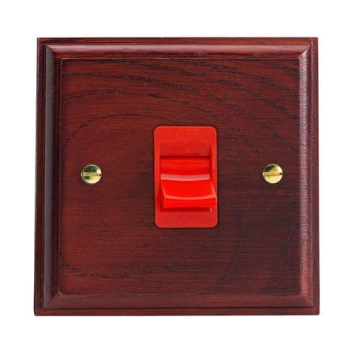 Varilight XK45SMB Kilnwood Mahogany 45A DP Cooker Switch Single Plate