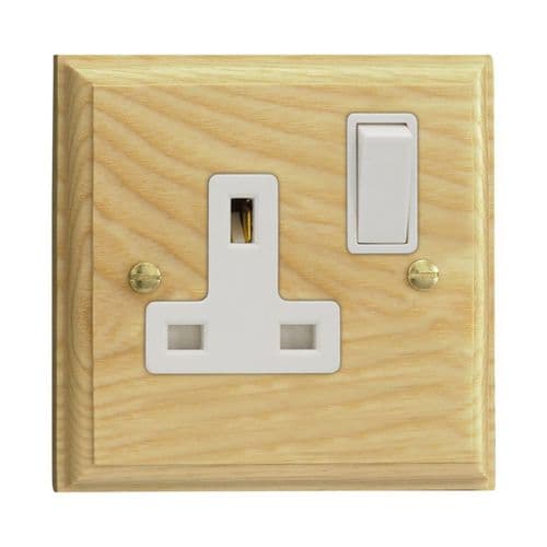 Varilight XK4AW Kilnwood Ash 1 Gang 13A DP Single Switched Plug Socket