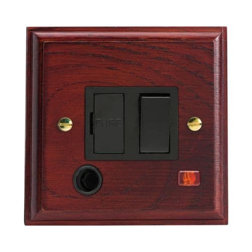 Varilight XK6FONMB Kilnwood Mahogany 1 Gang 13A Switched Fused Spur + Neon + Flex Outlet