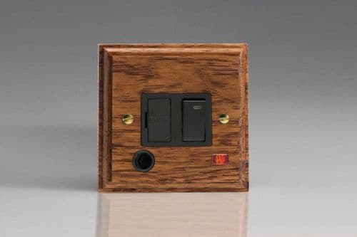 Varilight XK6FONMOB Kilnwood Medium Oak 1 Gang 13A Switched Fused Spur + Neon + Flex Outlet