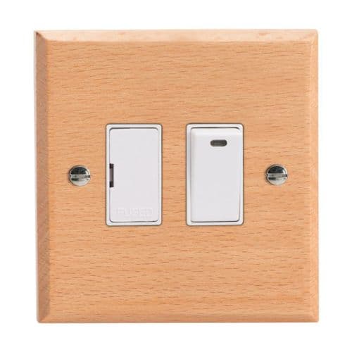 Varilight XK6NBEW Kilnwood Scandic Beech 1 Gang 13A Switched Fused Spur + Neon