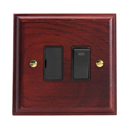 Varilight XK6NMB Kilnwood Mahogany 1 Gang 13A Switched Fused Spur + Neon