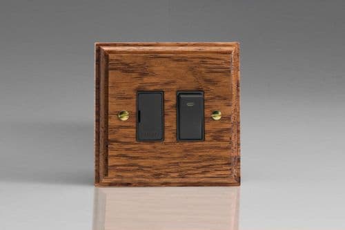 Varilight XK6NMOB Kilnwood Medium Oak 1 Gang 13A Switched Fused Spur + Neon