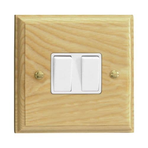 Varilight XK71AW Kilnwood Ash 2 Gang 10A 1x 2 Way 1x Intermediate Rocker Light Switch