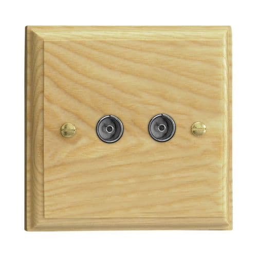 Varilight XK88A Kilnwood Ash 2 Gang Co-Axial TV Socket