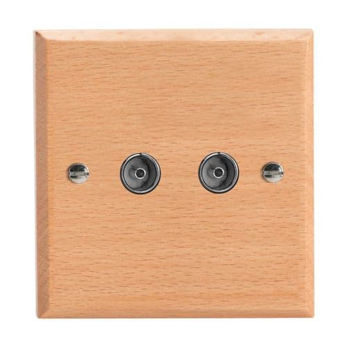 Varilight XK88BE Kilnwood Scandic Beech 2 Gang Co-Axial TV Socket