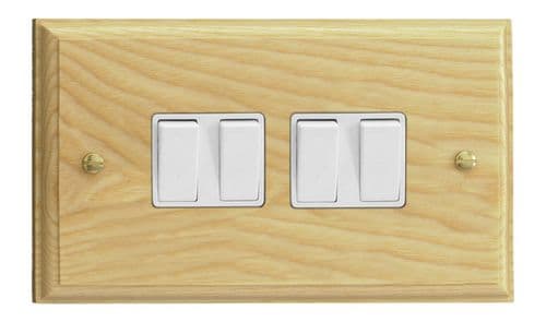 Varilight XK9AW Kilnwood Ash 4 Gang 10A 1 or 2 Way Rocker Light Switch