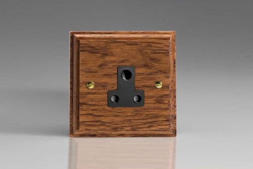 Varilight XKRP5MOB Kilnwood Medium Oak 1 Gang 5A Round Pin Plug Socket