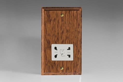 Varilight XKSSMOW Kilnwood Medium Oak Dual Voltage Shaver Socket 240V/115V