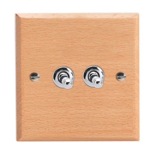 Varilight XKT77BE Kilnwood Scandic Beech 2 Gang Intermediate Toggle Light Switch