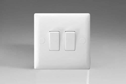 Varilight XO2W Value Polar White 2 Gang 10A 1 or 2 Way Rocker Light Switch