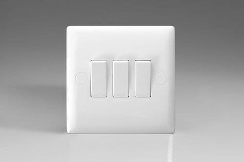 Varilight XO3W Value Polar White 3 Gang 10A 1 or 2 Way Rocker Light Switch