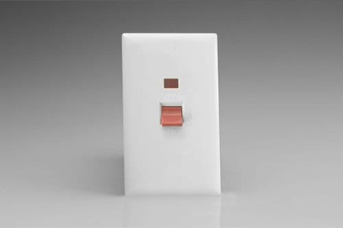 Varilight XO45NW Value Polar White 45A DP Cooker Switch Vertical Twin Plate + Neon
