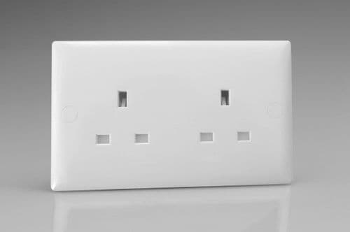 Varilight XO5UW Value Polar White 2 Gang 13A Unswitched Plug Socket