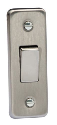 Varilight XSA1D Architrave Matt Chrome 1 Gang 10A 1 or 2 Way Rocker Light Switch 87mm x 32mm