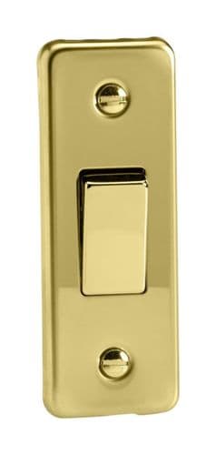 Varilight XVA1D Architrave Victorian Brass 1 Gang 10A 1 or 2 Way Rocker Light Switch 87mm x 32mm