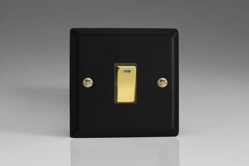 Varilight XY20NV.MB Vogue Matt Black 1 Gang 20A Double Pole Rocker Switch + Neon Indicator Light