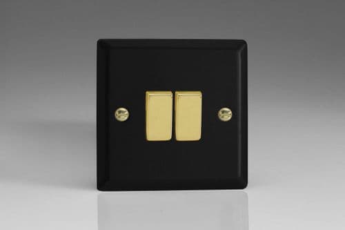 Varilight XY2V.MB Vogue Matt Black 2 Gang 10A 2 Way Rocker Light Switch