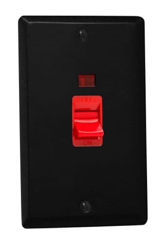 Varilight XY45N.MB Urban Matt Black 45A DP Cooker Switch Vertical Twin Plate + Neon