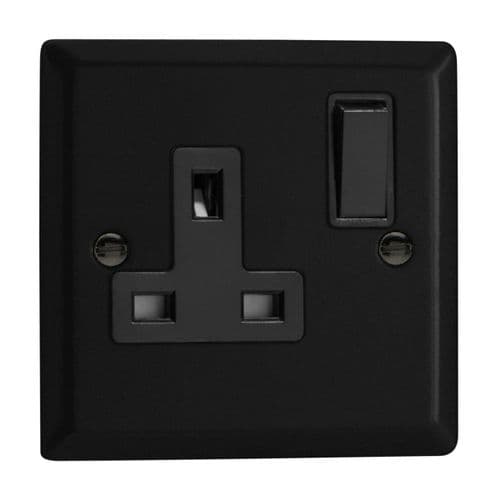 Varilight XY4B.MB Urban Matt Black 1 Gang 13A DP Single Switched Plug Socket