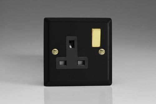 Varilight XY4VB.MB Vogue Matt Black 1 Gang 13A Double Pole Switched Socket