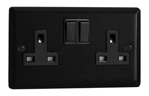 Varilight XY5B.MB Urban Matt Black 2 Gang Double 13A Switched Plug Socket