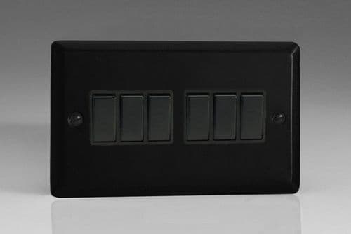 Varilight XY96B.MB Urban Matt Black 6-Gang 10A 2 Way Rocker Light Switch