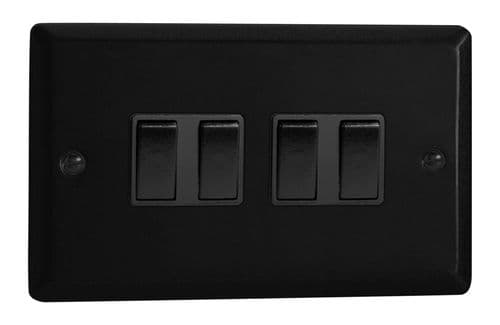 Varilight XY9B.MB Urban Matt Black 4 Gang 10A 1 or 2 Way Rocker Light Switch