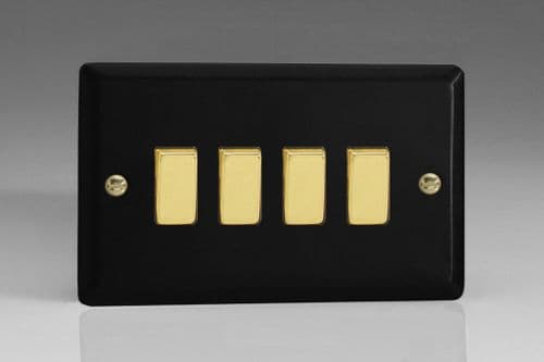 Varilight XY9V.MB Vogue Matt Black 4 Gang 10A 2 Way Rocker Light Switch