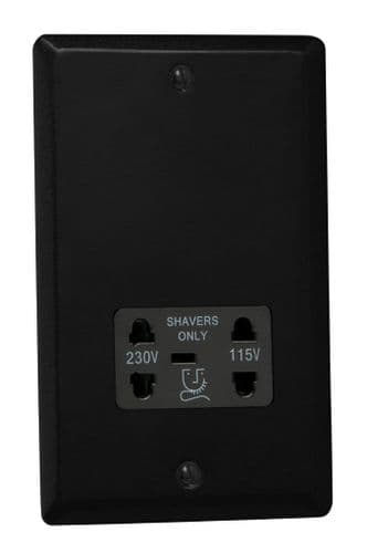Varilight XYSSB.MB Urban Matt Black Dual Voltage Shaver Socket 240V/115V