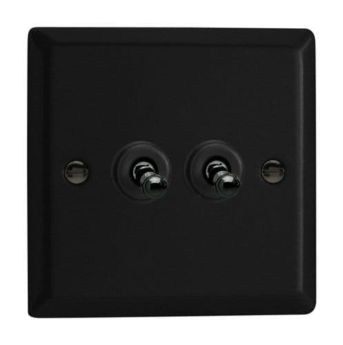 Varilight XYT2.MB Urban Matt Black 2 Gang 10A 1 or 2 Way Toggle Light Switch