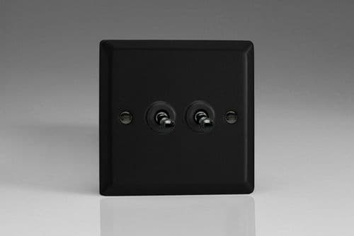 Varilight XYT71.MB Urban Matt Black 2 Gang 10A Toggle Light Switch (1 x Intermediate 1 x 2 Way)