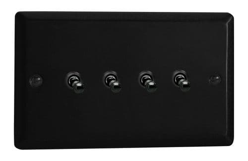 Varilight XYT9.MB Urban Matt Black 4 Gang 10A 1 or 2 Way Toggle Light Switch