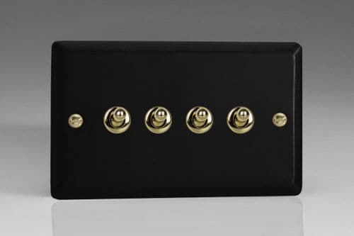 Varilight XYT9V.MB Vogue Matt Black 4 Gang 10A 2 Way Toggle Light Switch