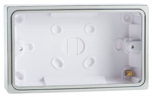 Varilight YBD.C Surface Mounted Plastic Pattress Box 2 Gang Double Chrome Effect