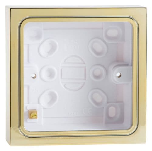 Varilight YBS.B Surface Mounted Plastic Pattress Box Single 1 Gang Brass Effect