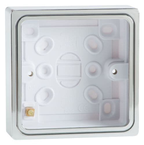 Varilight YBS.C Surface Mounted Plastic Pattress Box Single 1 Gang Chrome Effect