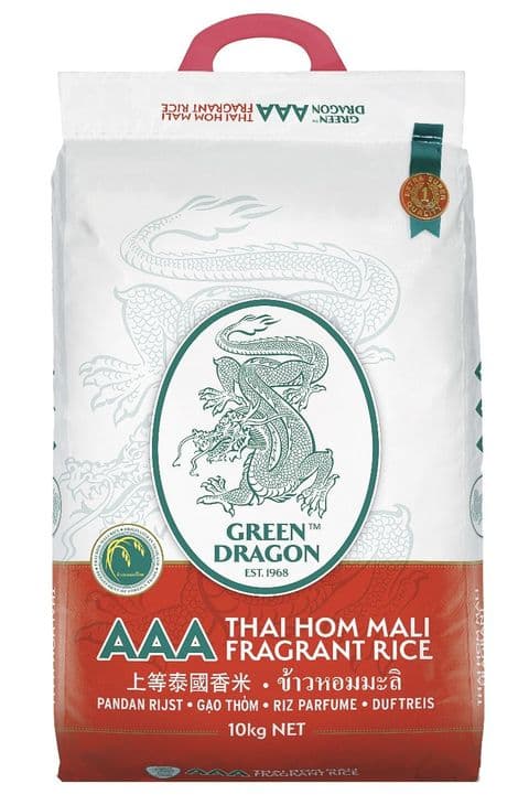 10KG Green Dragon Jasmine Rice (Thai Fragrant Hom Mali)