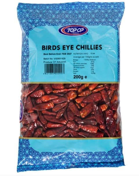 200g Birds Eye Chillies (Dried Extra Hot Red Chilli)